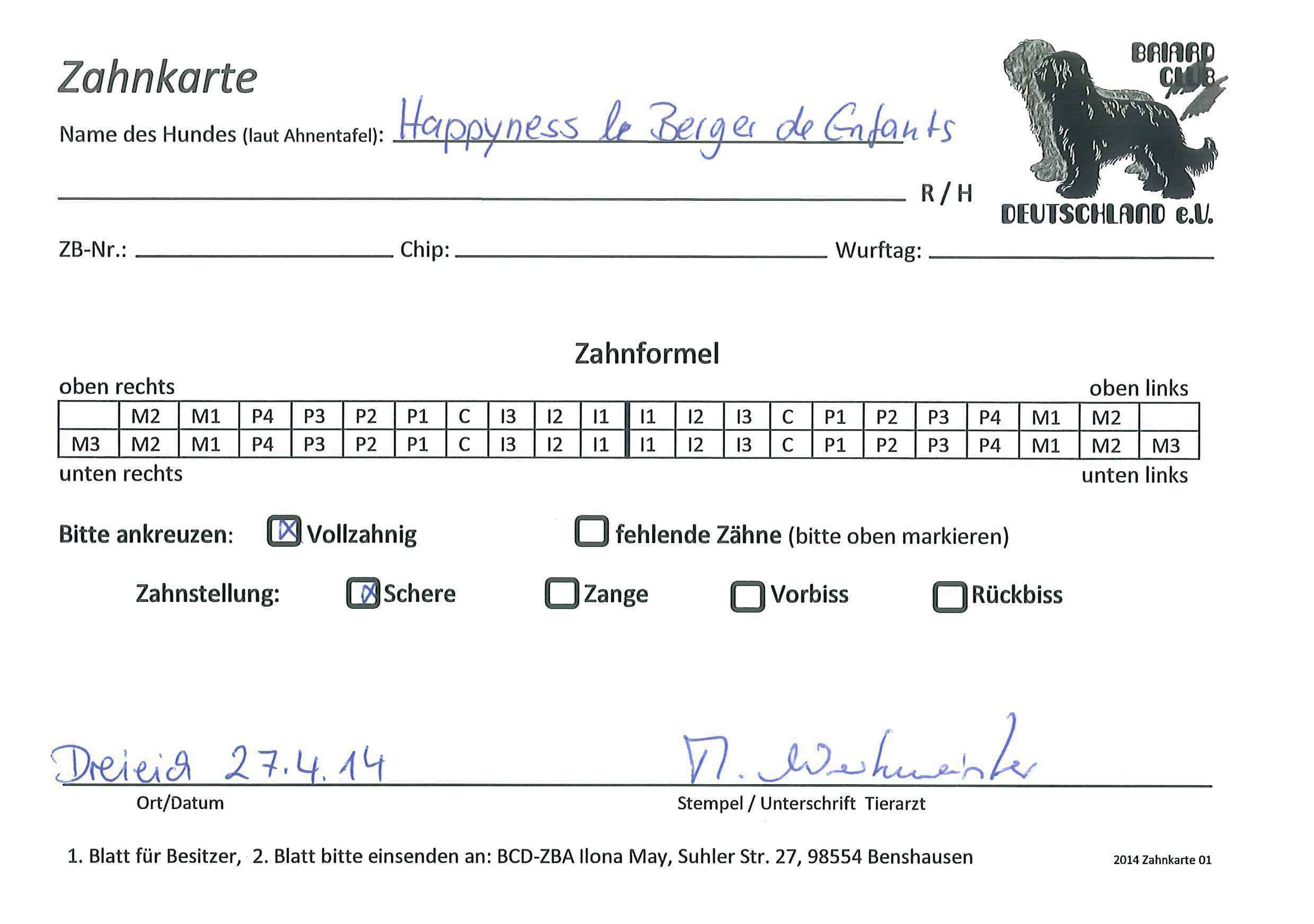 zahnkarte